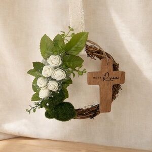 Mini Floral Wreath with Cross Decor